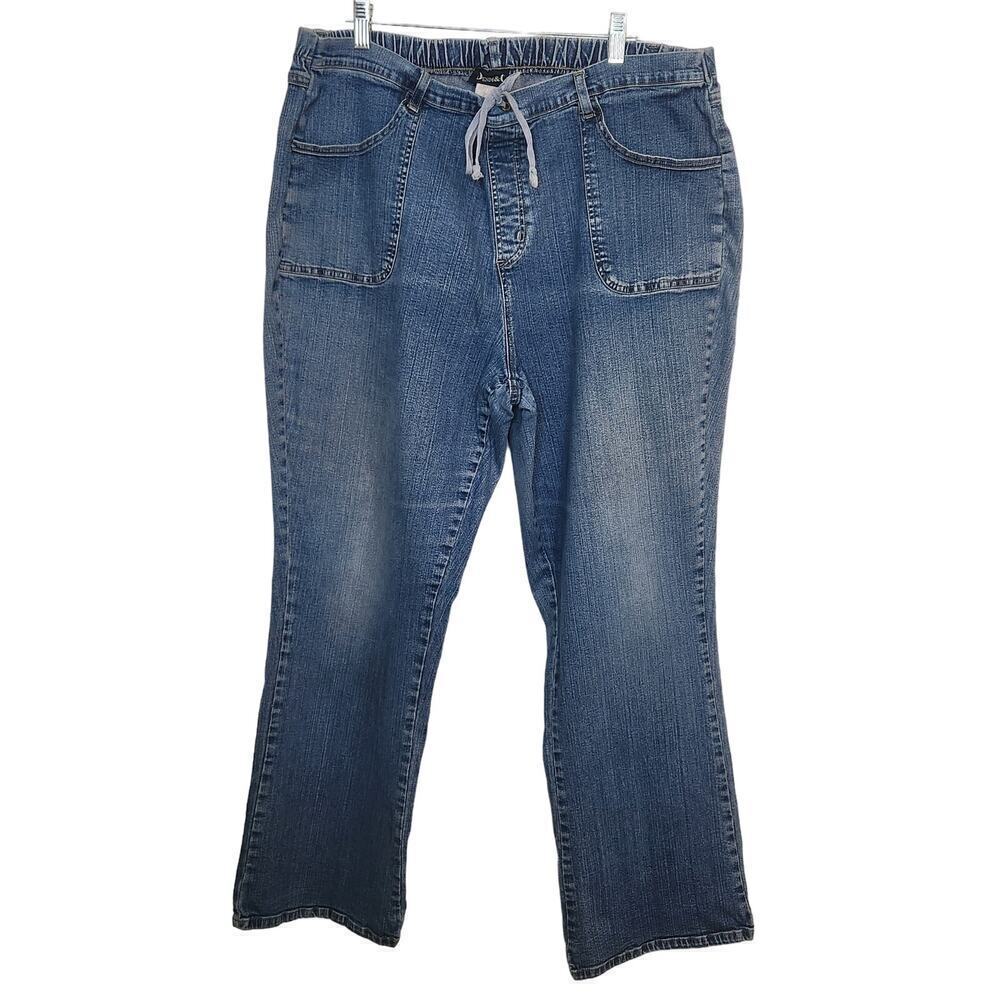Vintage Denim & Co Jeans Medium Wash Blue Raw Hem Denim Y2k Women's Plus Size 2x